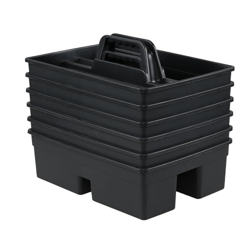 6 Packs Plastic Cleaning Supplies Storage Caddy with Handle, 3-Compartment Portable Shower Basket Tote