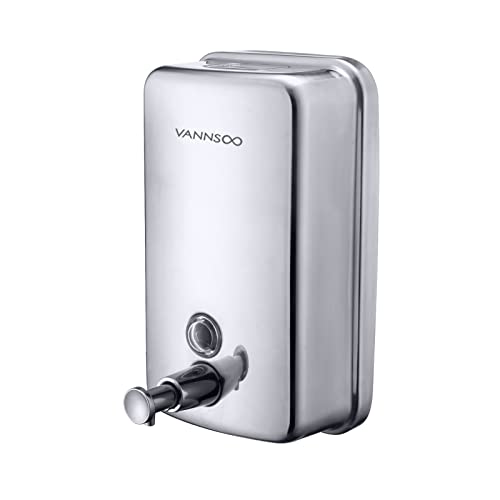 Commercial Soap Dispenser Wall Mount Stainless Steel Manual Liquid Pump Rust-Proof Leak Free for Bathroom (34 fl.oz./1000ml) - size: 34 fl oz