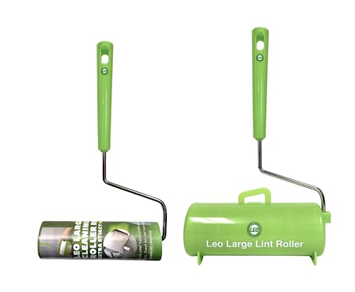 Leo 6.3-Inch Wide Lint Roller with 12-Inch Handle, Dog Hair Roller for Pet Cat Hair Removal, Super Sticky Roll Floor Refill, Leo Cleaning Roller Refill, 1 Roller with 90 Sheets Total, Ergonomic Design - size: 1 Roller