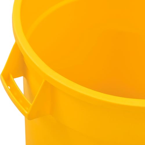 Global Industrial Commercial Round Trash Can, 32 Gallon Capacity, Plastic Garbage Can, Indoor and Outdoor Utility Trash Can, Yellow, 21-3/4"W x 27-1/2"H, No Lid - color: Yellow