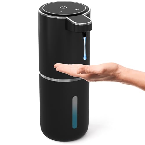 Automatic Soap Dispenser Touchless,Liquid Hand Soap Dispenser 12.8oz USB 4levels Adjustable Dispenser Electric Wall Mounted Smart for Bathroom and Kitchen Dish Soap，Easy for Toddlers(Black) - color: Black 1, size: Liquid