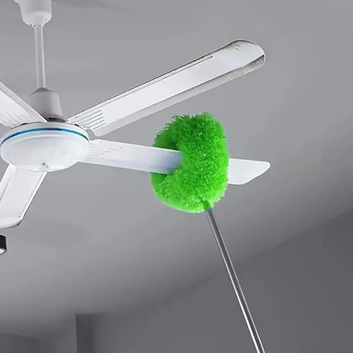Duster Mop with Extension,Dust Mop Reusable Fan Cleaning Tool for Home, Car, Office, Blades, Windows, Glass Furniture,Green - color: Green