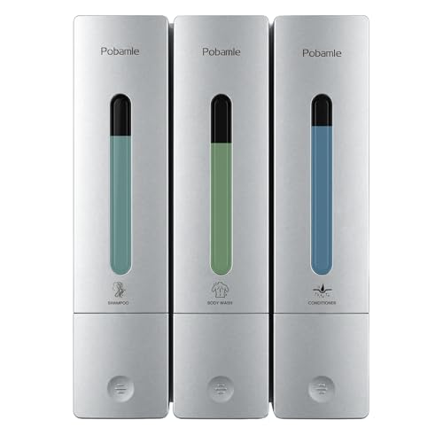 Shampoo and Conditioner Dispenser - Shower Soap Dispenser Wall Mounted No Drill - Shampoo Conditioner Body Wash Dispenser 3 Chamber - Easy Install for Bathroom Hotel Silver 1200ml - color: Silver 3