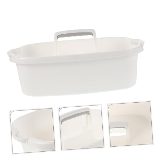 Mikinona Cleaning Tools Organizer Sturdy Plastic Bathroom Storage Basket with Handle for Home Hotel and Kitchen Versatile Cleaning Supply Tote for Efficient Organization