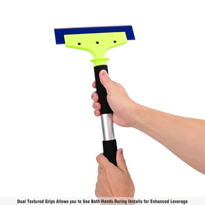 EHDIS Long Handle 8-Inch Rubber Squeegee Aluminum Tube Handle Window Tint Squeegee Auto Water Blade, Shower Squeegee for Car Windshield, Glass, Tiles, and Smooth Surfaces