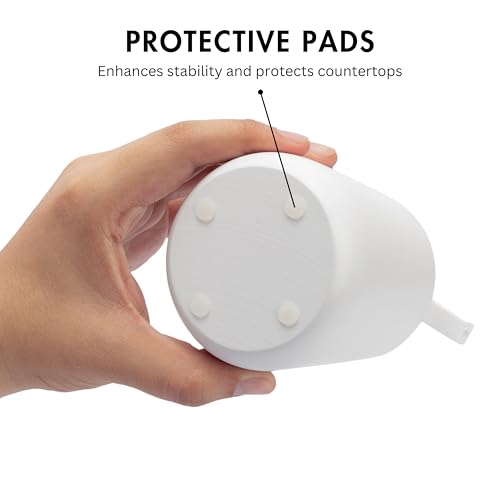 Matte White Round Soap Dispenser for Kitchen & Bathroom – 9 oz Refillable Resin Pump Bottle for Dish Soap, Hand Soap, Shampoo, Conditioner – Modern Countertop Dispenser with Non-Slip Protective Pads - color: White, style: Round Short Soap Dispenser