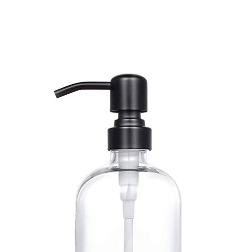2 Pack Thick Clear Glass Pint Jar Soap Dispenser with Matte Black Stainless Steel Pump, 16ounce Clear Boston Round Bottles Dispenser with Rustproof Pump for Essential Oil, Lotion Soap - color: Matte Black