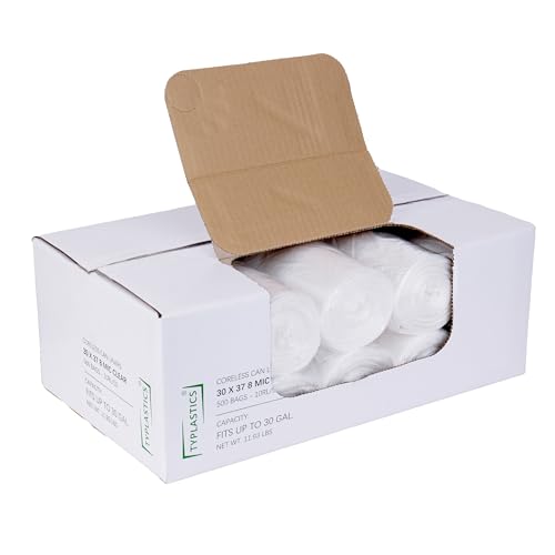 TYPLASTICS 20-30 Gallon Clear Trash Bags 30" x 37" High Density Can Liners Case of 500 for Office, Outdoor, Recycling, Industrial and Commercial - size: 50 Count (Pack of 10)