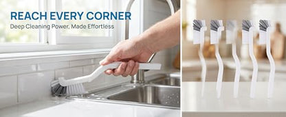 5 Pack Gap Cleaning Brush with Long Handle - Multi-Purpose Corner Scrubber for Bathroom Tile Grout, Kitchen Sink & Window Track, Non-Slip Grout Brush -Grey & White - size: 5Pack