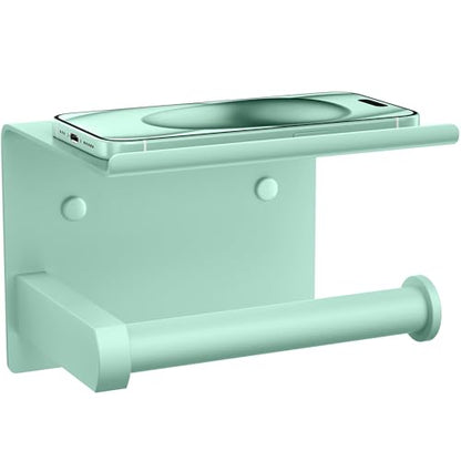 Tindbea Toilet Paper Holder with Phone Shelf, Adhesive or Screw Wall Mount Toilet Tissue Roll Holder, Rustproof & Multifunctional Stainless Steel Bathroom Storage Dispenser (Mint Green) - color: K-mint Green