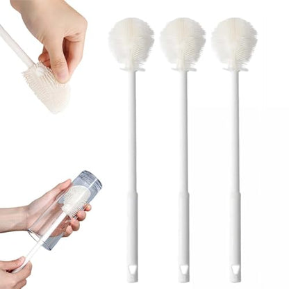 360° Flexible Silicone Bottle Brush with Long Handle,2026 New Multifunction Cleaning Foldable Cleaning Tool,Soft Bristle Silicone Cup Brush for Narrow Neck Bottles,Water Bottles (White/3pcs) - color: White/3pcs