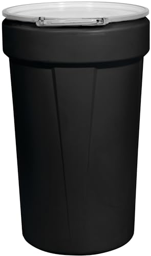 Eagle 55 Gallon Plastic Drum with Lid, Metal Lever-Lock, 39.1"x23.8", Open Head Lab Pack Drum Made of Durable, Lightweight HDPE, Withstands Weather and Chemicals, Made in USA, Black, 1655MBLK - color: Black, size: 55 Gallon, style: Metal Lever-Lock