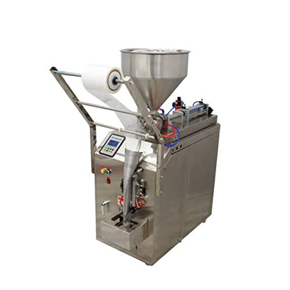 INTBUYING Automatic Quantitative Paste Liquid Filling Packing Machine 10-100ml Stainless Steel Automatic Liquid and Paste Filling Sealing Machine for Water Milk Oil Vinegar 110V