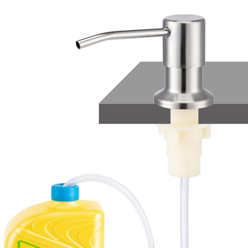 Husfunov Soap Dispenser for Kitchen Sink, Built in Sink Soap Dispenser (Brushed Nickel), Countertop Dish Soap Dispenser Stainless Steel Pump with 47" Extension Tube kit, No Need to Frequent Refills - color: Brushed Nickel