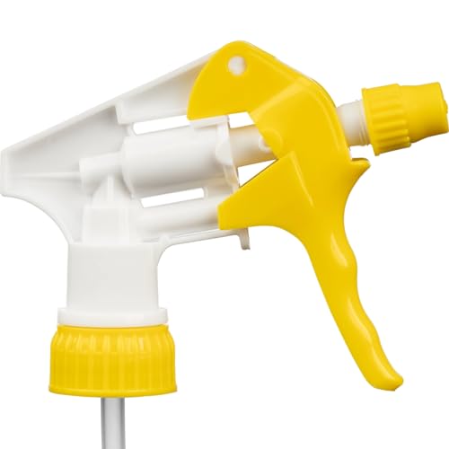 Comfort Axis Heavy Duty Universal Trigger Sprayer Replacement for 32 oz Sprayer Bottles, 9 1/4" Dip Tube, 28-400 Neck Finish - 6 Pack (Yellow) - color: Yellow