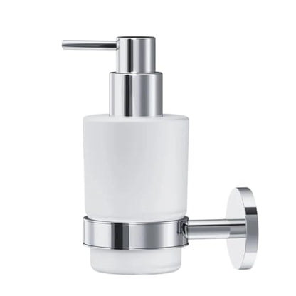 Soap Dispenser, Zinc Alloy + Frosted Glass Soap Dispenser Set with Pump,Wall Mounted Bath Accessories for Bathroom and Kitchen,Chrome - color: Chrome