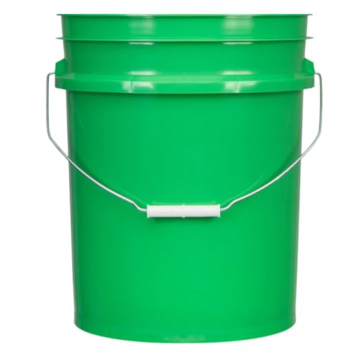 House Naturals 5 Gallon Premium HPDE Plastic Bucket - Made in USA Food Grade Storage Container, BPA Free All Purpose Pail (4, Green) - color: Green