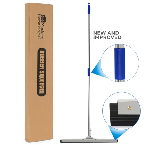 Floor Squeegee Scrubber 55inch Long Stainless Steel Handle with 22inch Wide Silicon Rubber Blade - Perfect Squeegee Broom for Floor Washing and Drying Shower Glass, Marble, Wood Surfaces