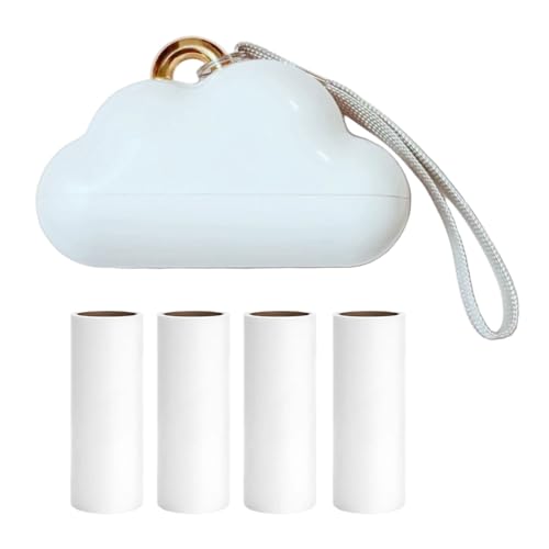 Portable Lint Roller 150 Sheets Travel Size, Mini Lint Roller for Clothes and Reusable Pet Hair Remover, Cute Small Sticky Dust Remover Refillable - color: White