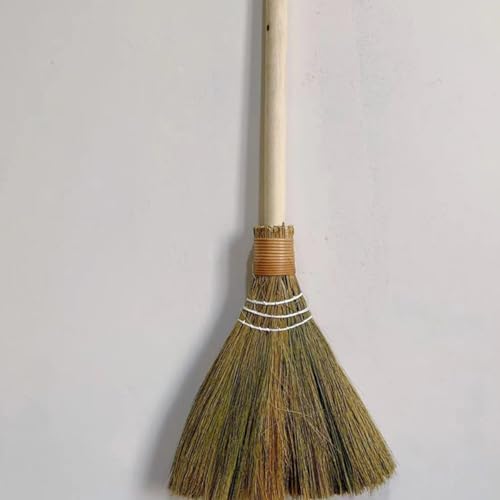 2Pcs Soft Broom Set with Detachable Long Handle and Small Whisk Broom Handwoven Dust Removing for Living Room and Indoor Cleaning