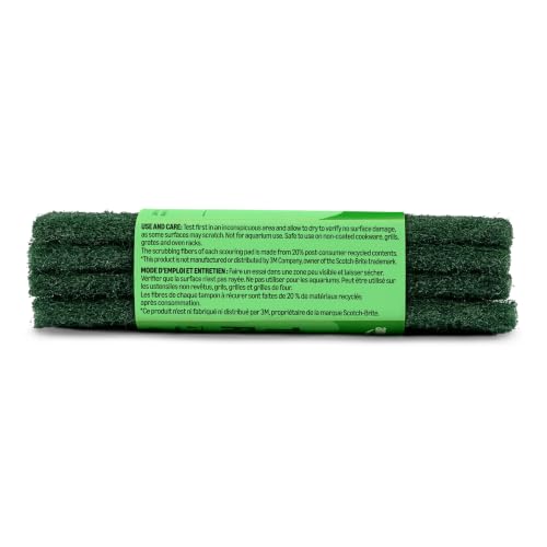 Amazon Basics Heavy Duty Scour Pads, Dish Scrubber for Kitchen + Outdoor, 4 Count, Pack of 1