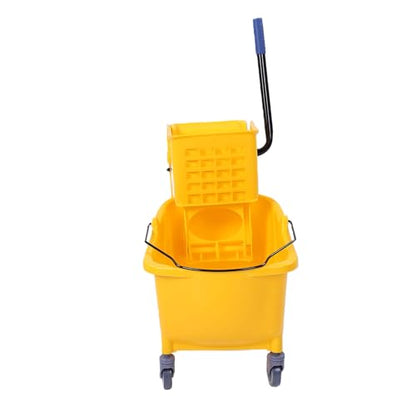 Dpofirs Side Press Wringer Mop Bucket 32L | Heavy Duty Rolling Cleaning Bucket for Industrial Restaurant Office