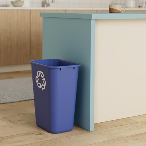 Rubbermaid Commercial Products Deskside Recycling Can, 10.25-Gallon/41-Quart, Blue Recycling Symbol, Plastic, for Bedroom/Bathroom/Office/Under Desk/Sink - color: Blue, size: 10.25 Gallons