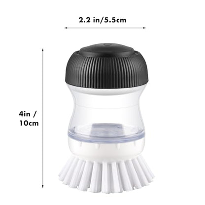 OYV Dish Scrub Brush with Soap Dispenser, Kitchen Brush for Dish Pot Pan Sink Cleaning, 1 Piece Soap Dispensing Palm Brush, Black/Clear/White - color: Black/Clear/White
