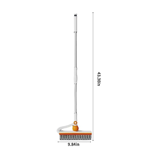 2 in 1 Cleaning Brush with V-Shape Stiff Bristle Long Handle Scalable Floor Scrubbers for Tub Tile Cleaning Supplies Scrub Brush for Bathroom Toilet Kitchen Apartment Essentials forfor Women Men