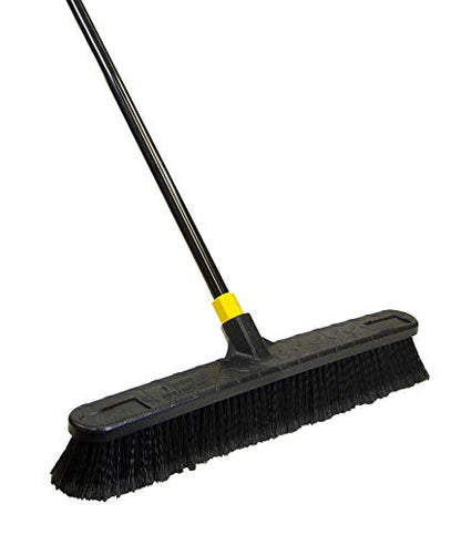 Quickie Cleaning Bulldozer 24-Inch Push Broom, 60-Inch Steel Handle, Smooth Surface Bristles, with Scraper for Stuck on Mess, Indoor/Outdoor Floors in Home/Garage/Basement/Driveway Use - size: 24 Inch, style: Smooth Surface