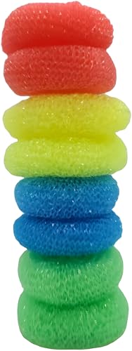 16-Pack Non-Scratch Nylon Scouring Pads – Durable Round Kitchen Scrubbers in 4 Colors – Safe for Non-Stick Cookware – 2.5" Diameter – Multi-Surface Cleaning Pads for Home, Kosher & Commercial Use