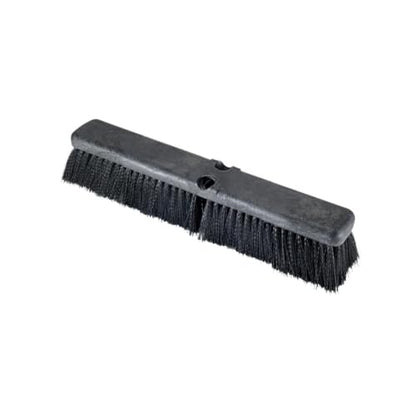 Soro Essentials- 18" Medium-Duty Push Broom Head Fine Black Bristles - Household Cleaning Brushes Stiff Bristle Floor Scrubber for Outdoor Deck Driveway Garage Yard Patio Warehouse Concrete Floor