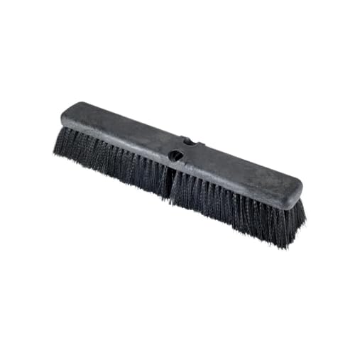 Soro Essentials- 18" Medium-Duty Push Broom Head Fine Black Bristles - Household Cleaning Brushes Stiff Bristle Floor Scrubber for Outdoor Deck Driveway Garage Yard Patio Warehouse Concrete Floor