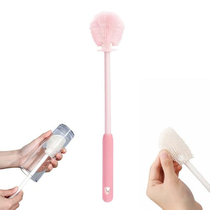 360° Flexible Silicone Bottle Brush with Long Handle,2026 New Multifunction Cleaning Foldable Cleaning Tool,Soft Bristle Silicone Cup Brush for Narrow Neck Bottles,Water Bottles (Pink B/1pcs) - color: Pink B/1pcs