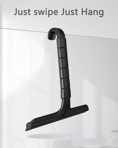 Shower Squeegee for Shower Glass Doors, 8 in Ergonomic Silicone Blade | Multi-Surface Bathroom Squeegee - Tile Window Mirror Home Car Cleaner Tool, Built-in Hook, Rust-Proof, Streak-Free No-Squeak