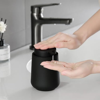 YAUKPH Matte Black Liquid Hand Soap Dispenser Plastic 11 oz - Modern Minimalist Style for Bathroom & Kitchen Countertop Refillable