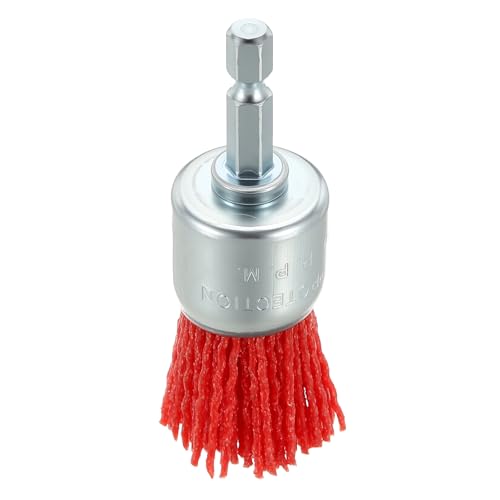 DTGN 1 Inch Wire Wheel Pen Brush for Drill - 1 Pcs - Coarse Nylon Crimping Drill Wire Brush(0.05" Wires Size) - 1/4 Inch Hex Shank - 80 Grit - Good for Cleaning Rust Paint Abrasive - color: Red, size: 80 Grit