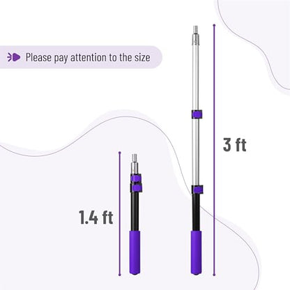Bates- Telescopic Extension Pole, 3 Ft, Aluminum Alloy, Sturdy Multi-Purpose Extension Pole with Flip-Lock Design for Painting, Dusting and Cleaning - color: Black and Purple, size: 3 Ft, 1 Pack