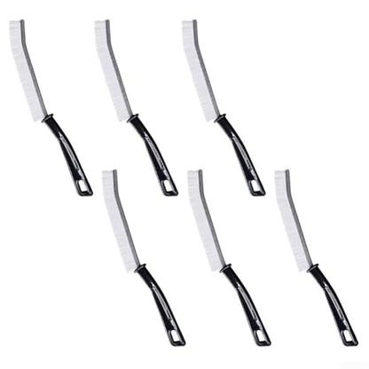 Hard Bristle Gap Brush, Ultra-Fine Bristles for Deep Cleaning, Ergonomic Handle for Tiles and Grout, Household Crevice Scrubber Tool, 6 Pack(white) - color: White