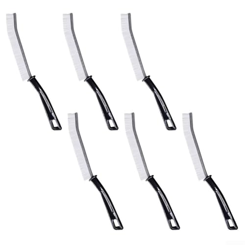 Hard Bristle Gap Brush, Ultra-Fine Bristles for Deep Cleaning, Ergonomic Handle for Tiles and Grout, Household Crevice Scrubber Tool, 6 Pack(white) - color: White