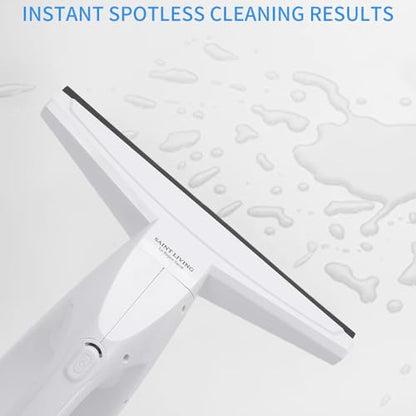 Fockety Window Vacuum Squeegee, Electric Window Cleaner Handheld Car Glass Cleaner,Shower Squeegee with 100ml Water Tank for Shower Doors Mirrors Glass and Car (White) - color: White