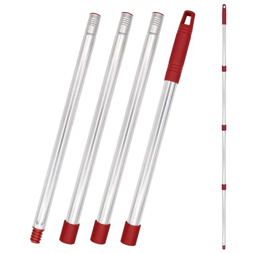 4-Section Spin Mop Handle Replacement, 30 to 58 inch Stainless Steel Handle Easy Install, Resistant to Deformation, American Threaded Joint, Compatible with O-Ceda Spin Mop Easy Wring Spin Mop Head