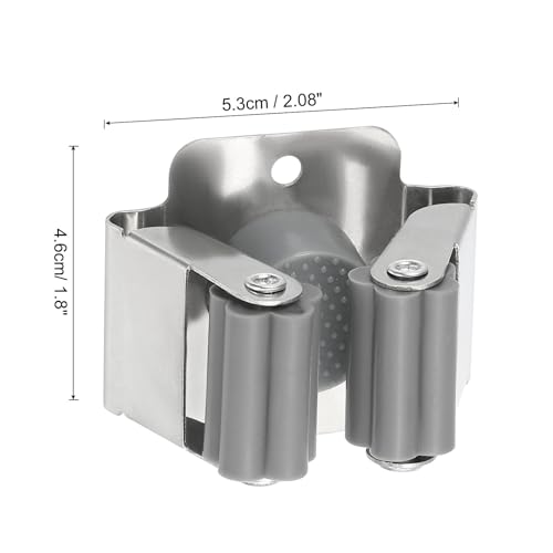 PATIKIL Broom and Mop Holder, 6 Pack Wall Mounted Stainless Steel Mop Hanger Heavy Garden Tool Organizer Rack Hanging Clips with Screws for Home Garage, Grey - color: Grey