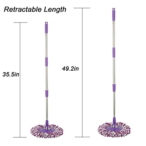 Spin Mop Pole Handle Replacement, Home Floor 360 Degrees Rotating Telescopic Replacement Handle Cleaning Tool Accessories Enhanced Thickened Version for Cleaning Home Office (Purple) - color: Purple