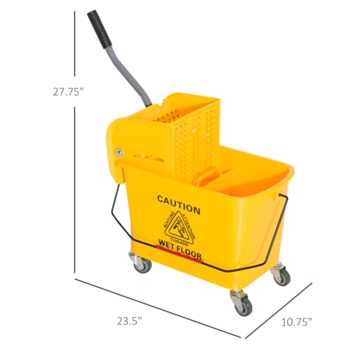 21 Quart Capacity Mop Bucket with Down Press Wringer, Household Movable Convenience Cleaning Tools Mop Bucket with Water-Separation Panel