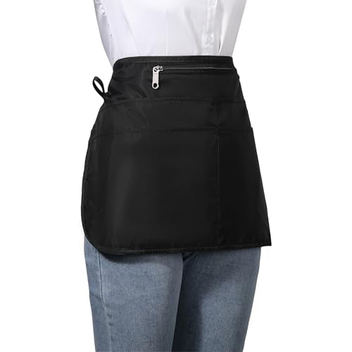 Bafelia Cleaning Apron Caddy for Women with 6 Pockets, Professional Waterproof Cleaning Supplies for Housekeeping - color: Black