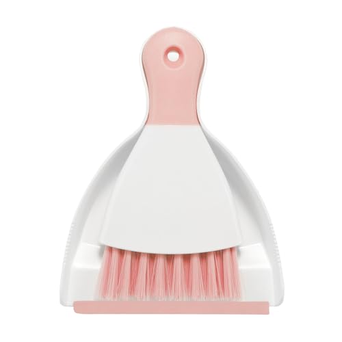 NACENA Mini Dustpan and Brush Set, Small Broom and Dustpan Set Dust Pan and Mini Hand Broom Dustpan and Broom Combo Compact for Home Table Keyboards Sofa Kitchen, Pink - color: Pink-1 Pack, size: 1 pack