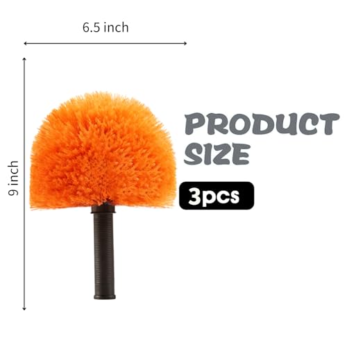 3 Pack Screw on Webster Cobweb Duster Head for Pole,Spider Web Remover Brush, Cobweb Duster Head Attachment,Fits Standard 3/4 inch Threaded Poles (3, Orange) - color: Orange