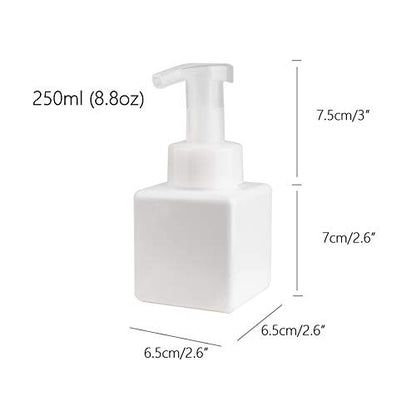 UUJOLY Foaming Soap Dispenser, 250ml (9oz) Refillable Pump Bottle for Liquid Soap, Shampoo, Body Wash (2 Pcs) (Small White) - color: White, size: 9 oz (2 Pack)