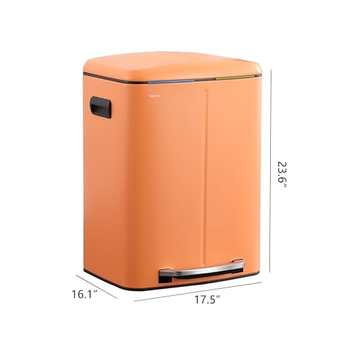 happimess HPM1005K Marco Rectangular 10.6-Gallon Double Bucket Trash Can with Soft-Close Lid, Carrot Cake, Fingerprint Resistant, Modern, Minimalistic for Home, Kitchen, Office, Bedroom, Bathroom - color: Carrot Cake